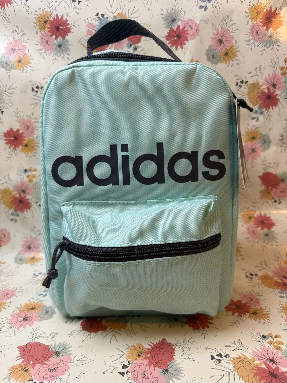 adidas Mint Green Mini Lunch Tote with Front Zip Pocket